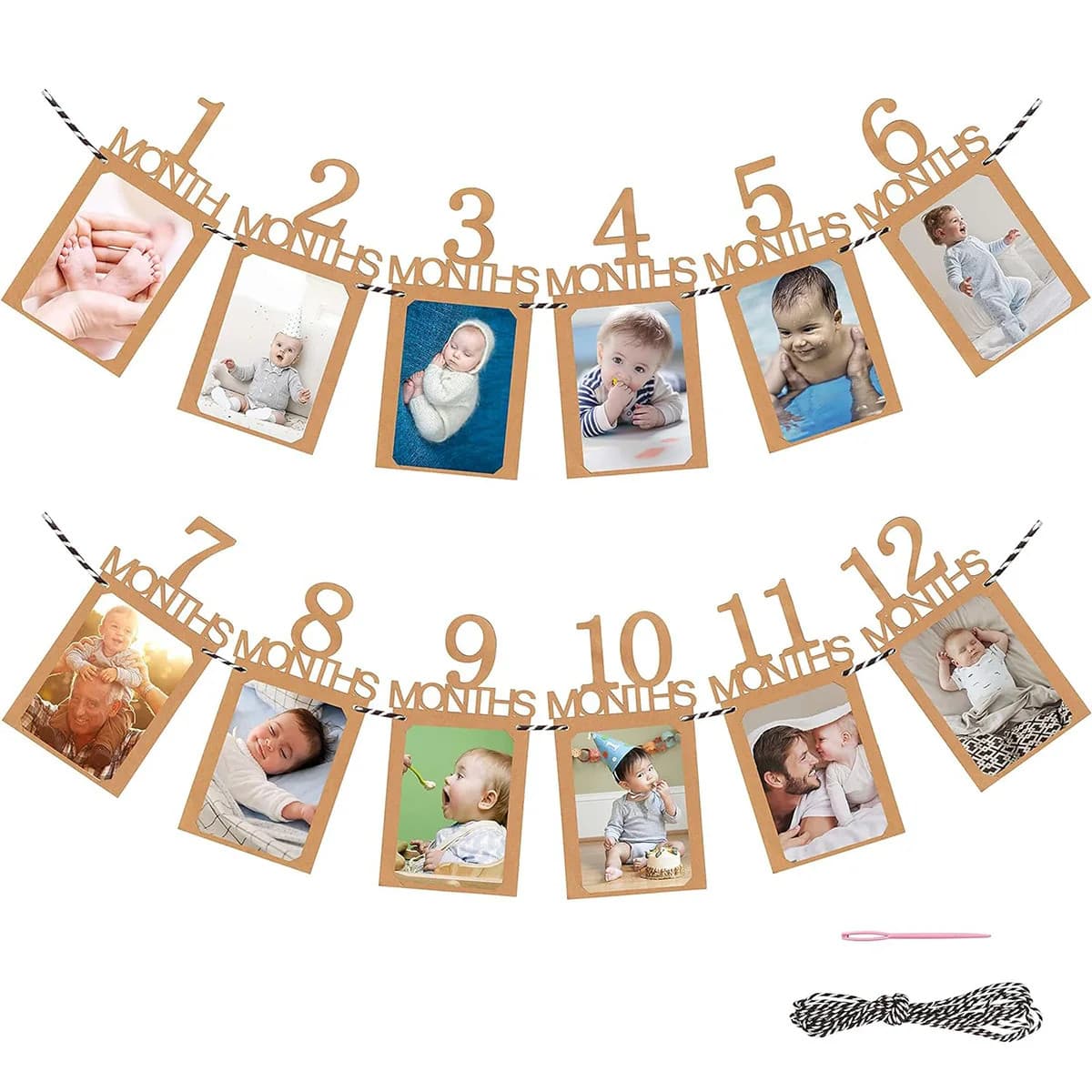 1-års Fotobanner – "12 Månader" Födelsedagsgirlang