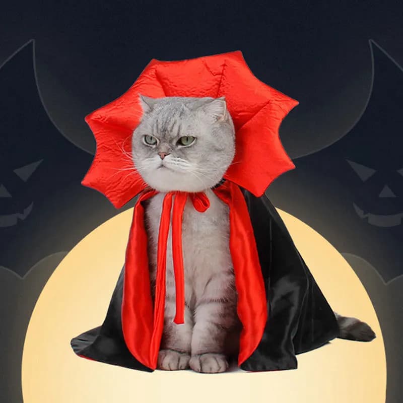 Halloween-kostym för katt och hund – vampyrmantel för små husdjur