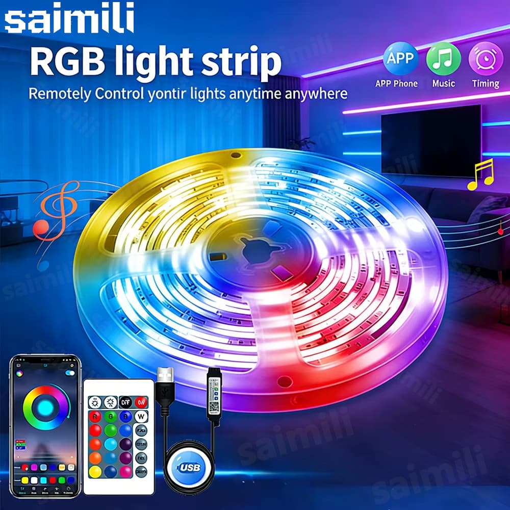 RGB LED-slinga med App & Fjärrkontroll – Färgskiftande